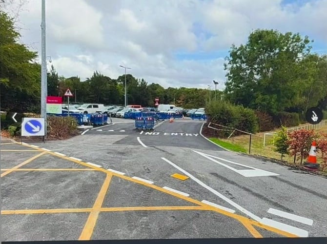 North Gate road markings at Clifton Campus, Nottingham
