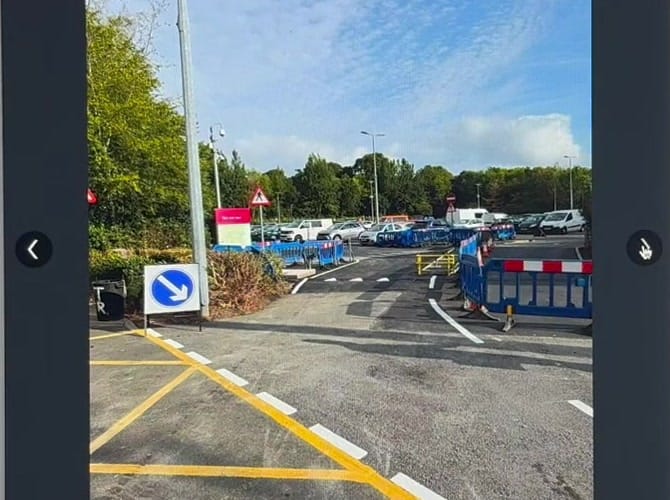 Completed road and car park markings at Clifton Campus, Nottingham