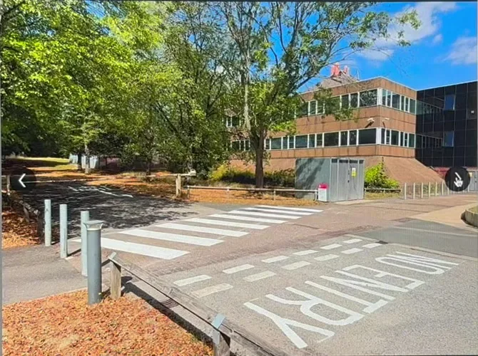 Zebra crossing and road markings at Clifton Campus, Nottingham