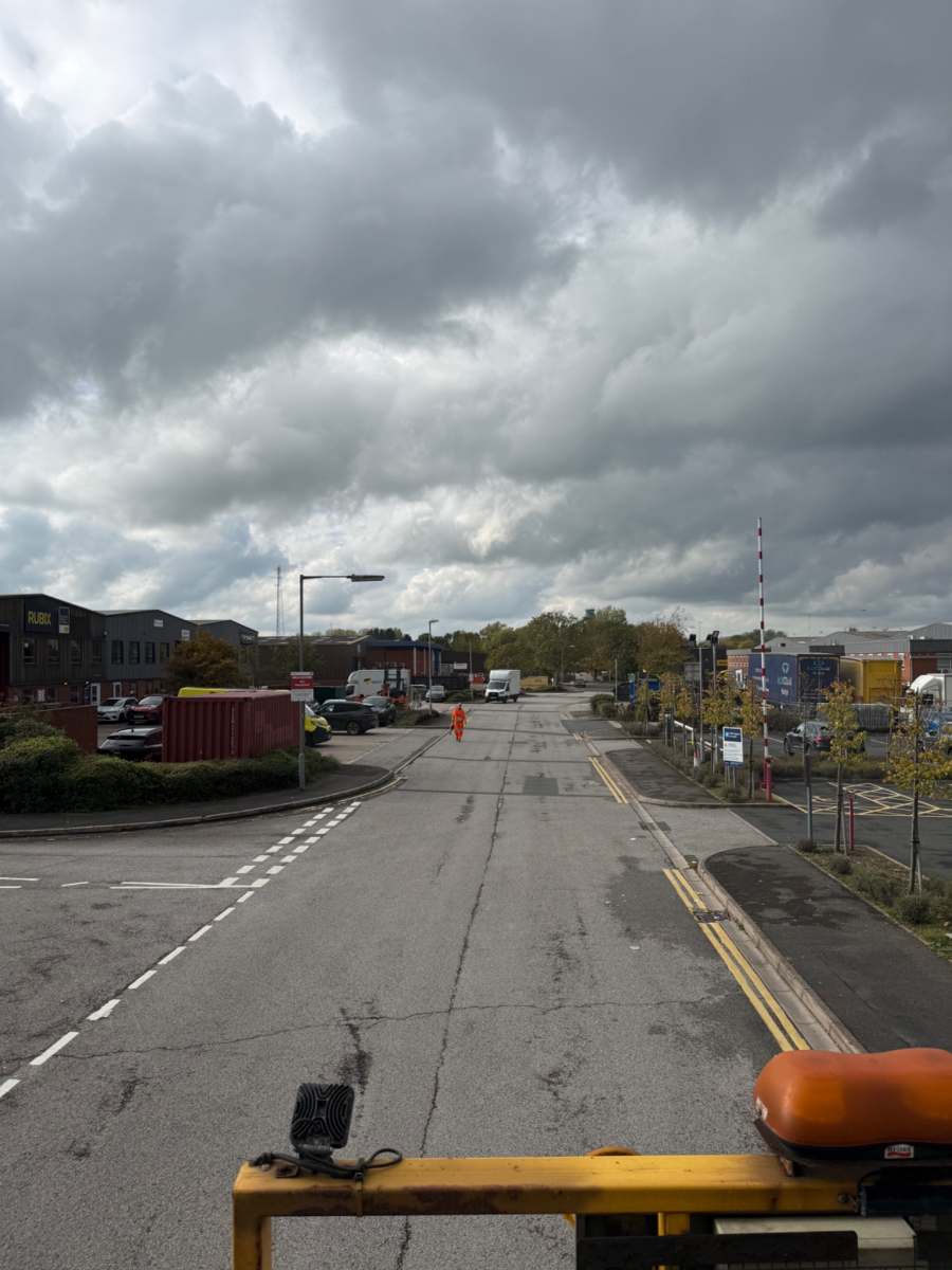 Before: existing double yellow lines on Argosy Road at East Midlands Airport
