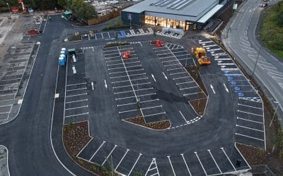 Car Park Line Marking at the New Aldi Store in Wigan