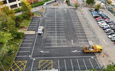 Car Park Relining After Resurfacing at AstraZeneca, Macclesfield